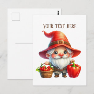 Postal gnomo de pimiento genial personalizable