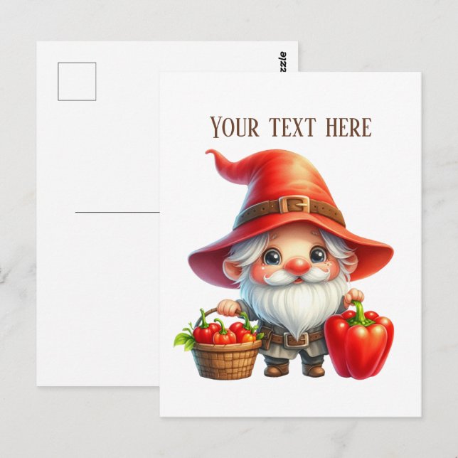 Postal gnomo de pimiento genial personalizable  (Anverso / Reverso)