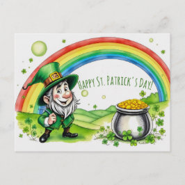Postal Gnomo Duende Personalizado Día de San Patricíco Tr