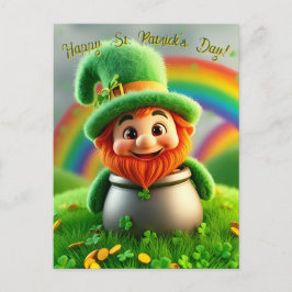 Postal Gnomo Duende Personalizado Día de San Patricio Tré