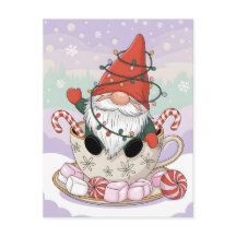 Gnomo Navideño Adorable en una Taza de Té de Dibuj