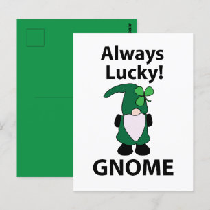 Postal Gnomo Trébol de la Suerte Día de San Patricio Gnom
