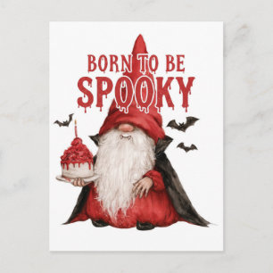 Postal Gnomo vampiro espeluznante de Halloween nacido par