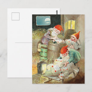 Postal Gnomos de Navidad Arte Vintage Jenny Nystrom