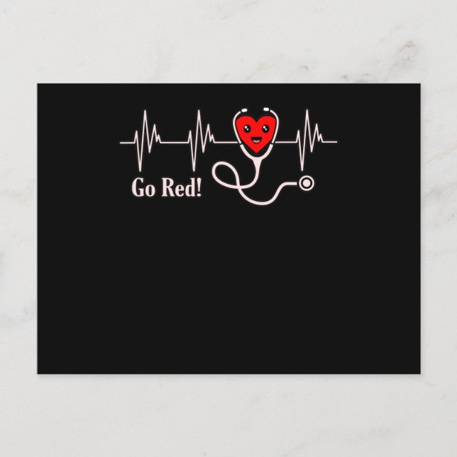Postal Go Red Heartbeat Enfermedades cardíacas Supervivie (Anverso)