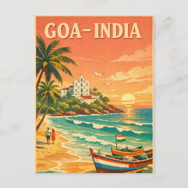Postal Goa, India, en un clásico viaje retro (Anverso)
