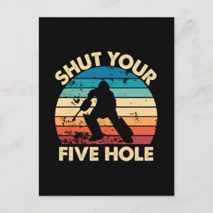Postal Goalie de hockey sobre hielo Funny cierra tu retro