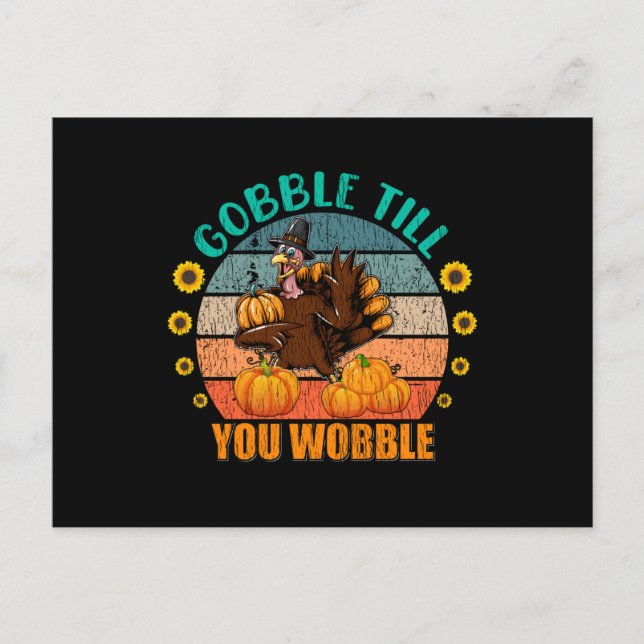 Postal Gobble Family Kids Matching Pijama de Acción de Gr (Anverso)