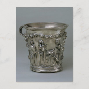 Postal Goblet grabado en relieve con esqueletos