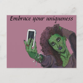 Postal Goblin Chica Phone Selfie Fantasy Art Postcard