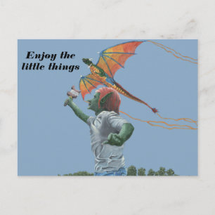 Postal Goblin Flagon Kite Fantasía Arte Postcard