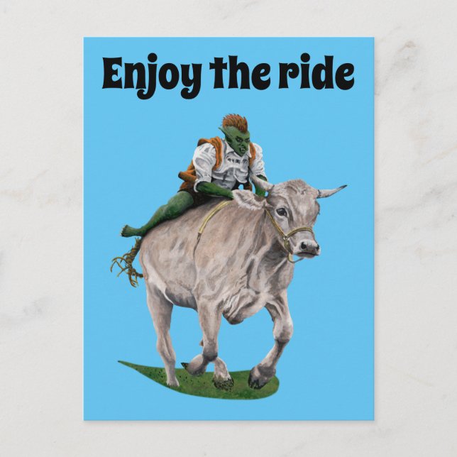 Postal Goblin Rider Ox Racer Fantasy Art Postcard (Anverso)