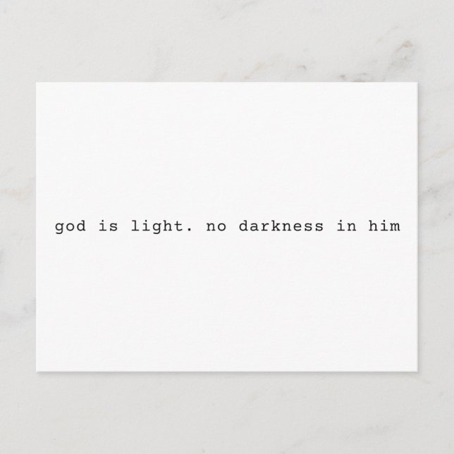 Postal God is Light Scripture Postcard (Anverso)