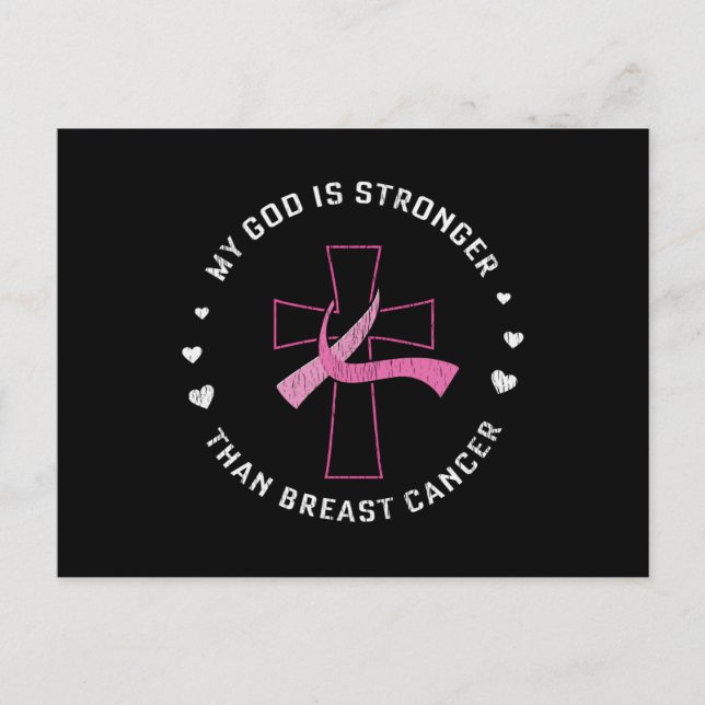Postal God Is Stronger Breast Cancer Awareness Christian (Anverso)