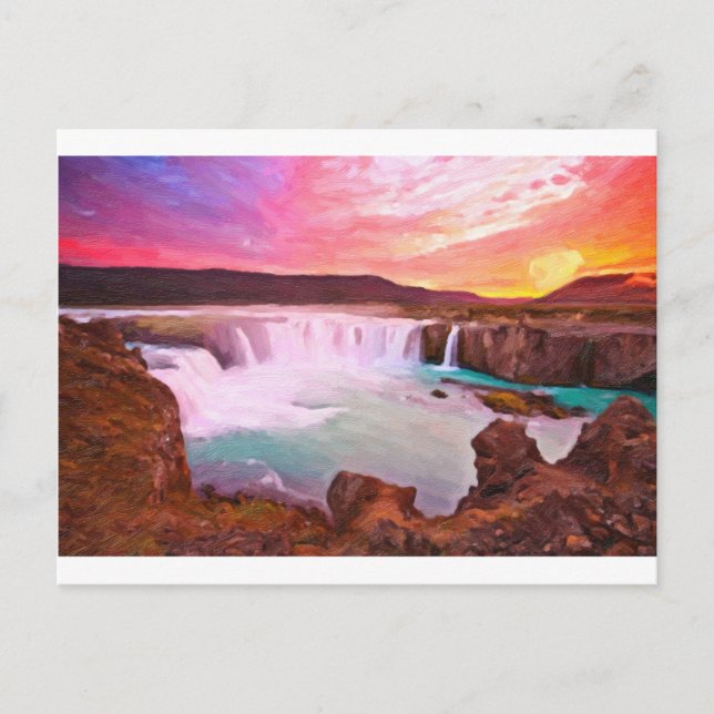 Postal Godafoss, North Islandia 3 arte (Anverso)