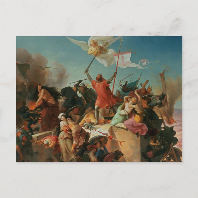 Postal Godfrey de Bouillon, cruzado francés (Anverso)