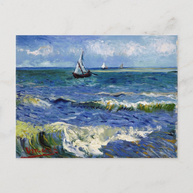 Postal Gogh Seascape cerca de Les Saintes-Maries-de-la-Me (Anverso)