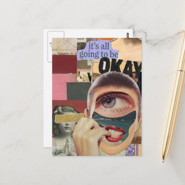 Postal Going to Be Okay Surreal Mixed Media Collage (Anverso/Reverso In Situ)