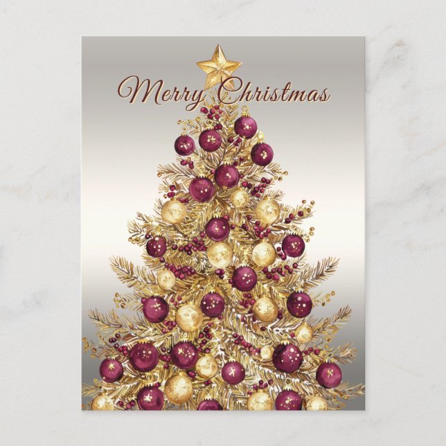 Postal Gold Burgundy Christmas Tree Holiday (Anverso)