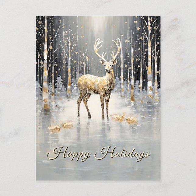 Postal Gold Christmas Reindeer Holiday (Anverso)