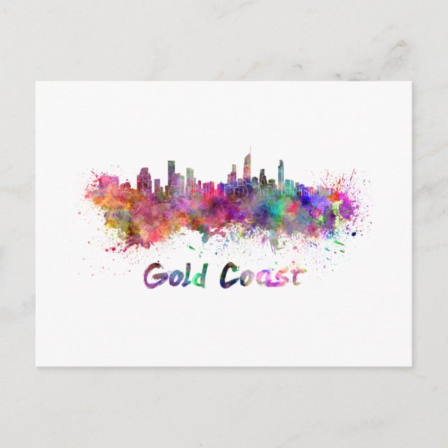Postal Gold Coast skyline in watercolor (Anverso)