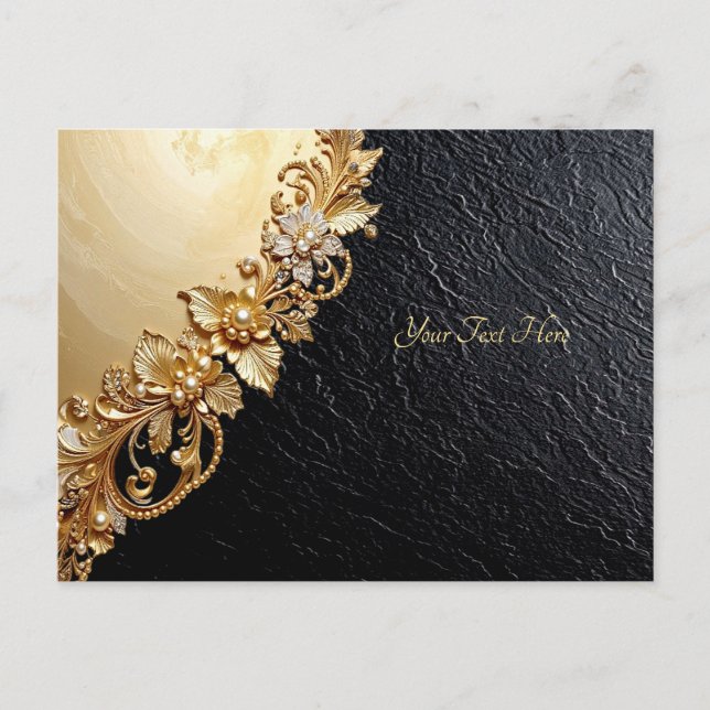 Postal Gold Floral Embellishments Postcard (Anverso)