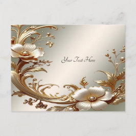 Postal Gold Floral Postcard