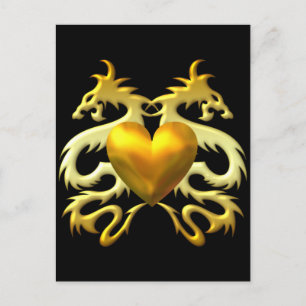 POSTAL GOLD HEART DRAGONS
