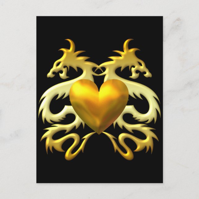 POSTAL GOLD HEART DRAGONS (Anverso)