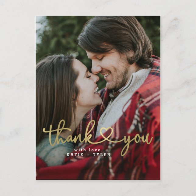 Postal Gold Heart Gracias Cartas (Anverso)