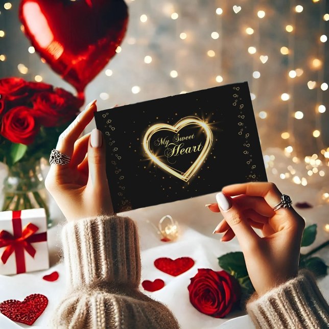 Postal Gold My Sweet Heart Black Valentcard (Subido por el creador)