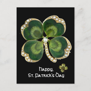 Postal Gold Saint Patrick Shamrock Jewel con Perlas