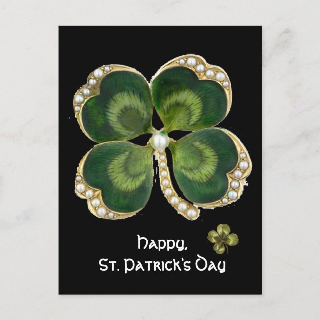 Postal Gold Saint Patrick Shamrock Jewel con Perlas (Anverso)