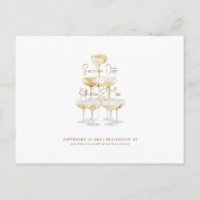 Gold Text Champagne Tower Save the Date