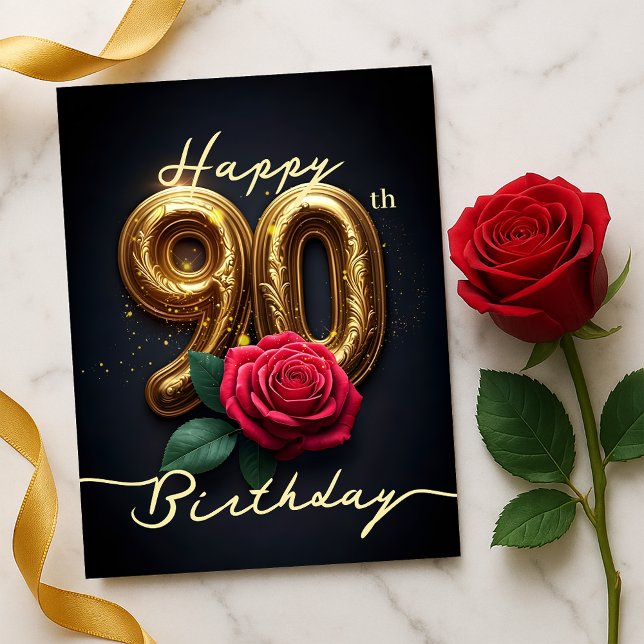 Postal Golden 900th Birthday Elegant Rosa Sparkle (Subido por el creador)