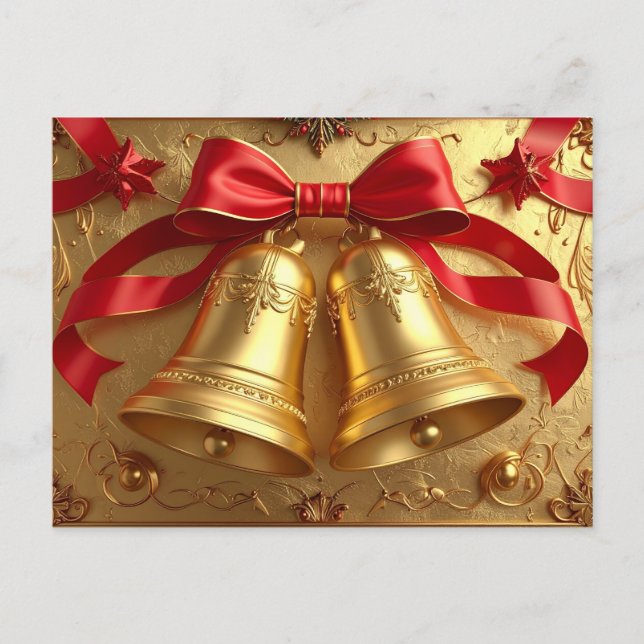 Postal Golden Bells Holiday Postcard (Anverso)