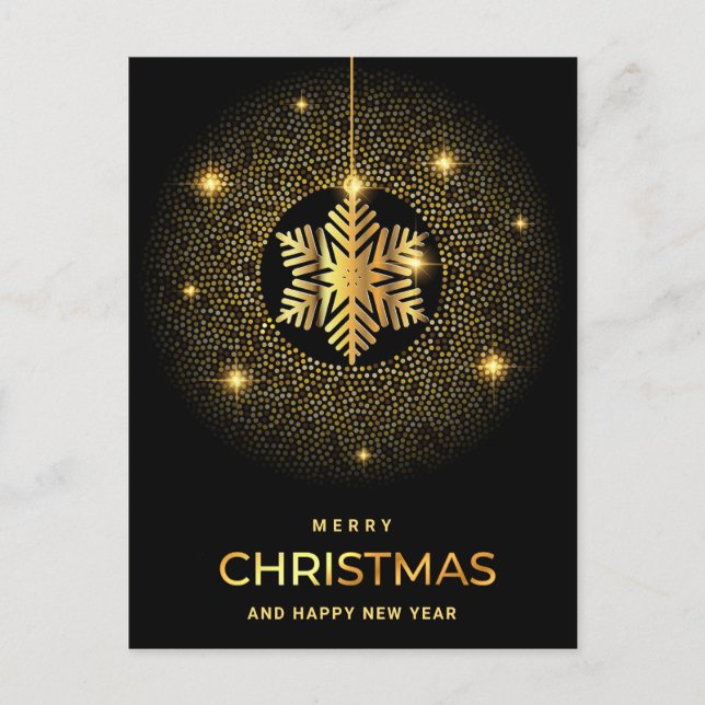 Postal Golden Black Christmas Ornament Corporate Greeting (Anverso)