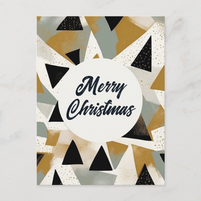 Postal Golden Black Holiday Tree Feliz Navidad (Anverso)