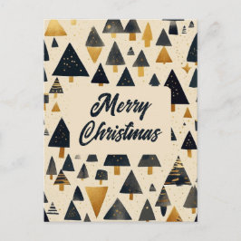 Postal Golden Black Holiday Tree Feliz Navidad