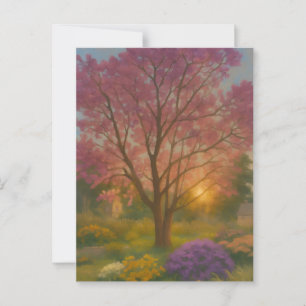 Postal Golden Bloom - Pintura de los jardines de la puest