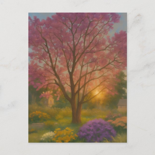 Postal Golden Bloom - Pintura de los jardines de la puest (Anverso)