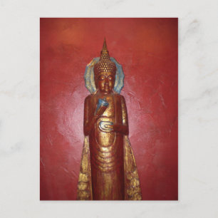 POSTAL GOLDEN BUDDHA EN LA PARED ROJA