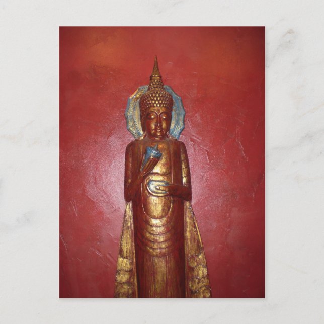 POSTAL GOLDEN BUDDHA EN LA PARED ROJA (Anverso)
