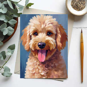 Postal Golden Doodle   Pintura Acuarela de Perro Mascota