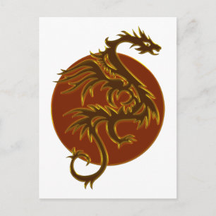 Postal Golden Dragon Sun hacer su propio fondo