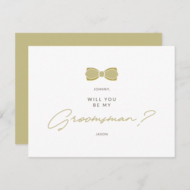 Postal Golden Effect Groomsman Bow Wedding Proposal (Anverso / Reverso)
