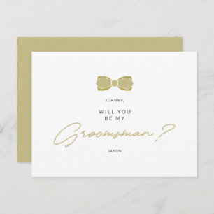 Postal Golden Effect Groomsman Bow Wedding Proposal