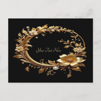 Postal Golden Floral Ornate Frame Postcard