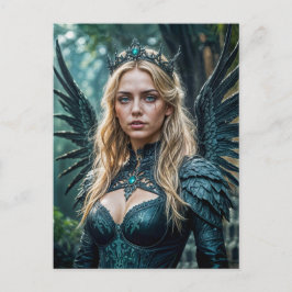 Postal Golden-Haired Angel with black Wings