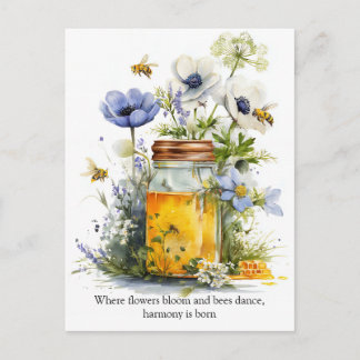 Postal Golden Harmony Honey, Flowers, and Bees